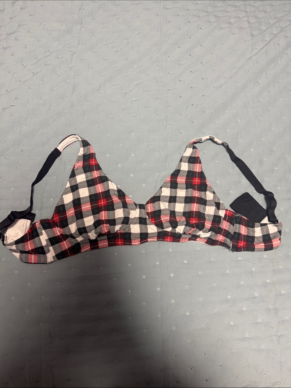 MeUndies Plaid Wireless Bralette - Black, White & Red